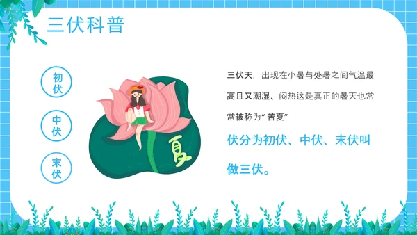 夏季防暑三伏天科普介绍PPT模板
