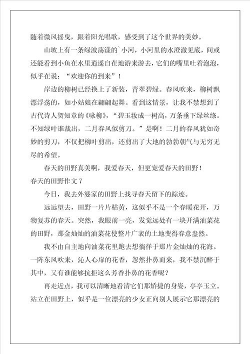 春天的田野作文12篇