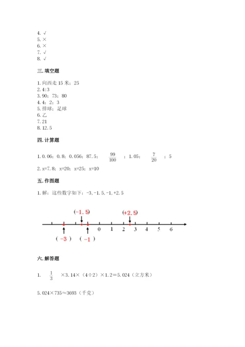 北师大版小学六年级下册数学期末综合素养测试卷含答案（夺分金卷）.docx