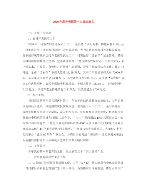 精编之年度养老保险个人总结范文.docx