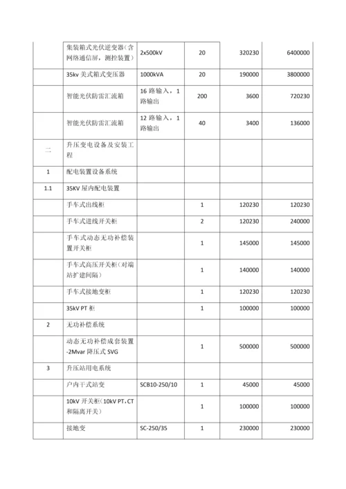光伏电站合同价格清单分项表.docx