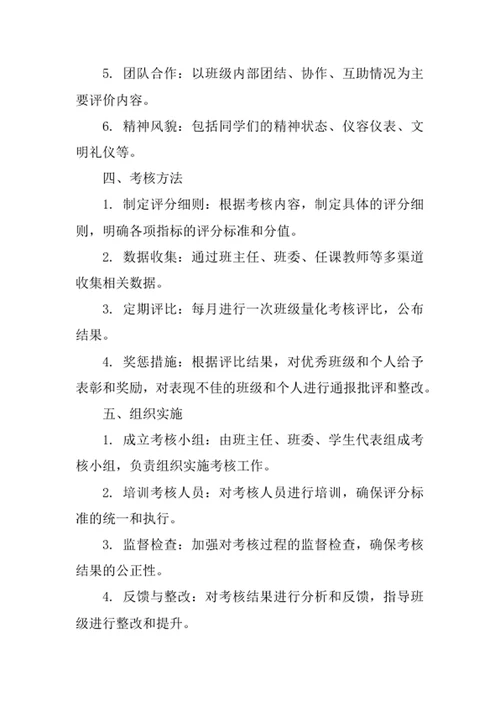 班级量化考核评比方案
