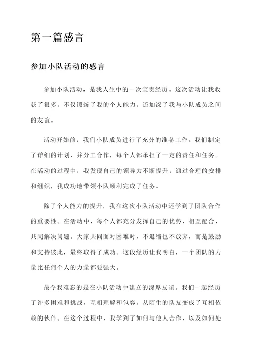 参加小队活动的感言