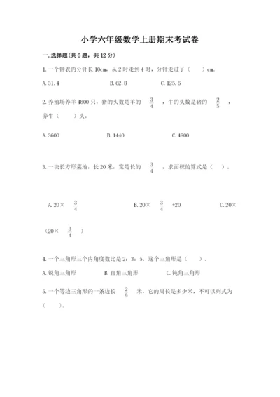小学六年级数学上册期末考试卷含答案ab卷.docx