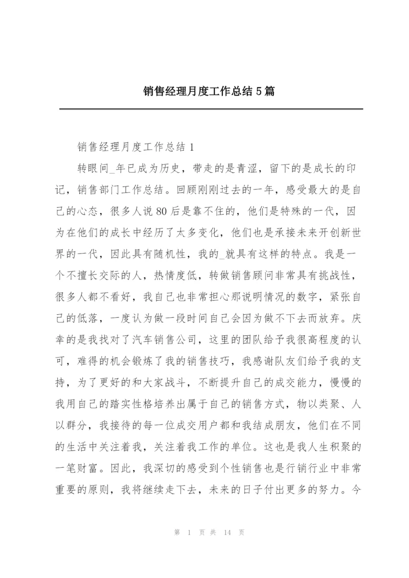 销售经理月度工作总结5篇.docx