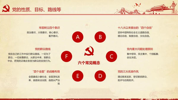 大气党政党员干部党建知识应知应会学习教育ppt模板