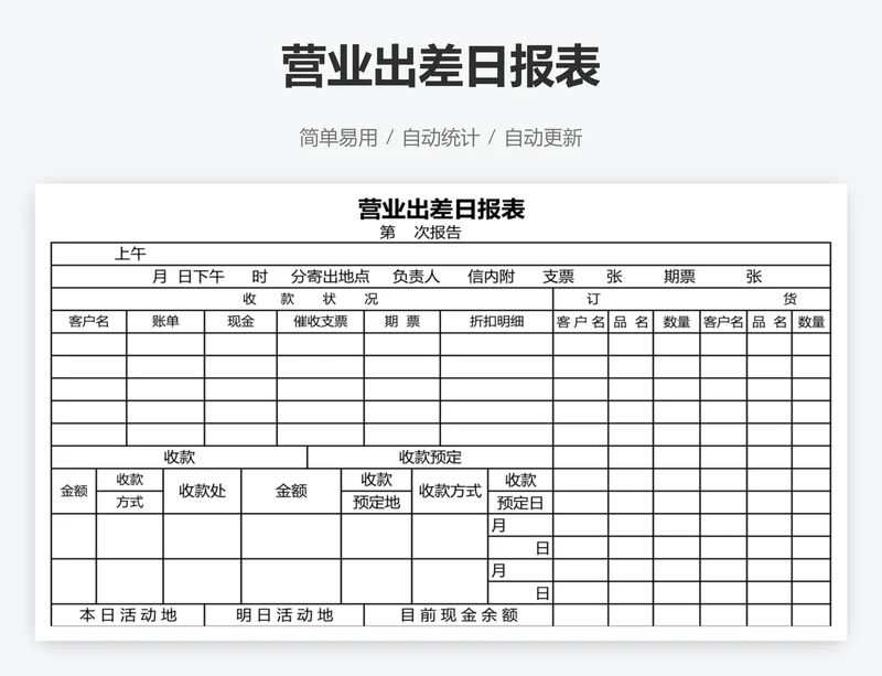 营业出差日报表