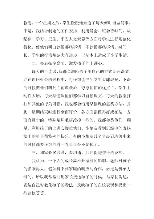 学校班主任教师工作总结