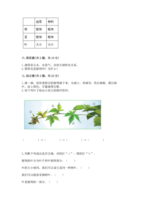 教科版科学一年级上册第一单元《植物》测试卷附答案【培优】.docx