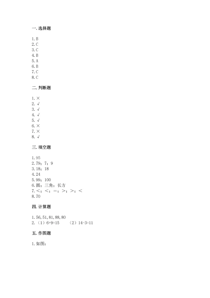 小学一年级下册数学试卷期末卷（精品）.docx