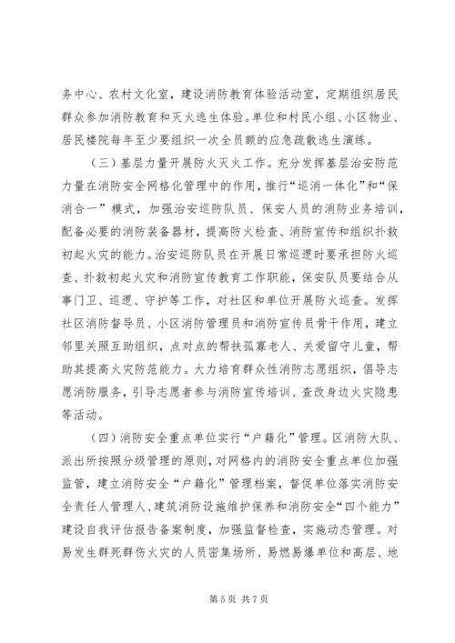 关于XX县区街道乡镇推行消防安全网格化管理的实施意见.docx