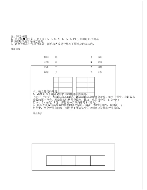 mbti职业性格测试题附后资料