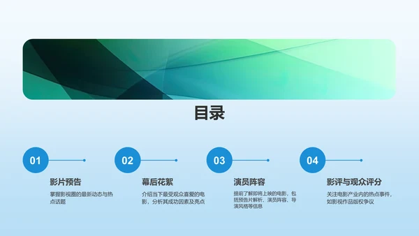 蓝色渐变电影介绍PPT模板