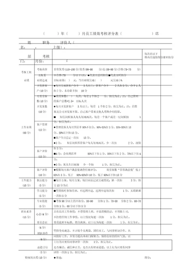 美容师顾客管理绩效考核表格总结计划大全