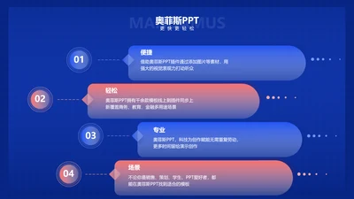 蓝色商务风并列关系4项PPT单页