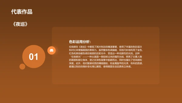 橙色复古风伦勃朗·哈尔曼松·凡·莱因——荷兰最伟大的画家PPT模板