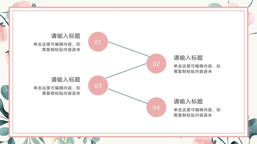 粉色花卉小清新文艺PPT模板