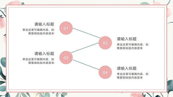 粉色花卉小清新文艺PPT模板