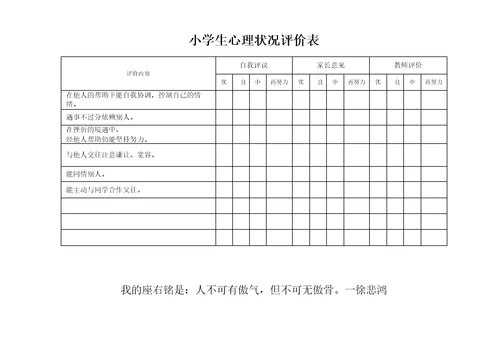 小学生学习能力评价表