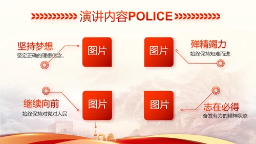 红色大气公安警察工作汇报动态PPT