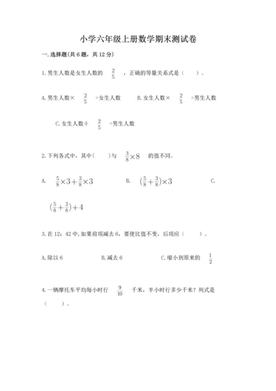 小学六年级上册数学期末测试卷含完整答案【名师系列】.docx