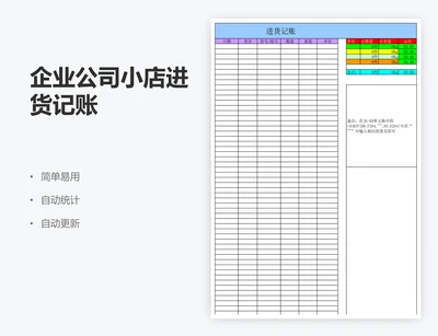 企业公司小店进货记账