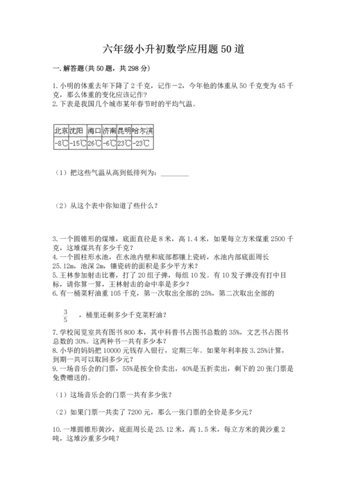 六年级小升初数学应用题50道【黄金题型】.docx