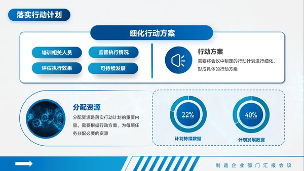 蓝色质感风制造业部门汇报会议PPT模板
