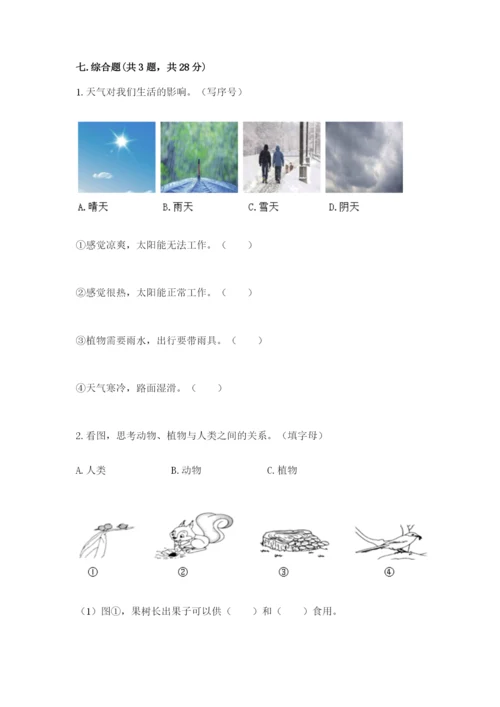 教科版小学二年级上册科学期末测试卷含答案（轻巧夺冠）.docx