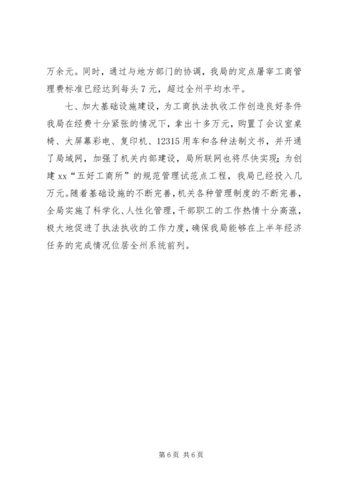 县工商局上半年执收工作情况汇报 (2).docx