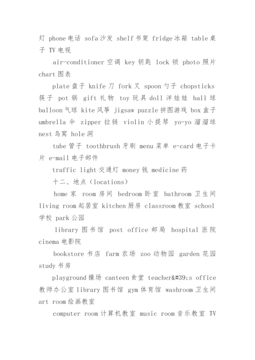 初中一年级英语单词分类.docx