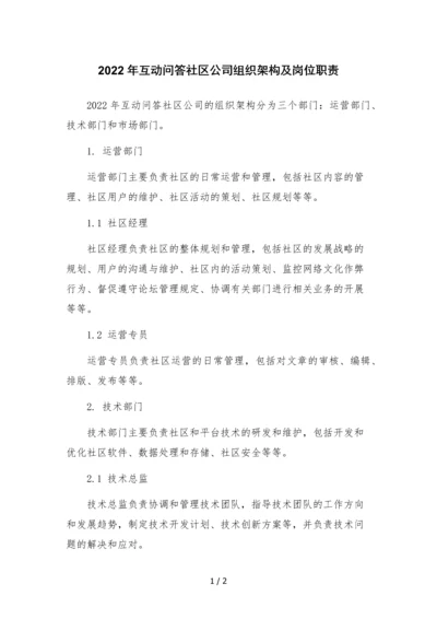 2022年互动问答社区公司组织架构及岗位职责文本.docx