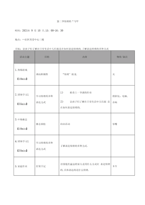 儿童情绪管理小组