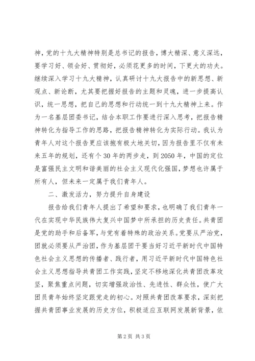 基层团干学习十九大精神心得体会.docx