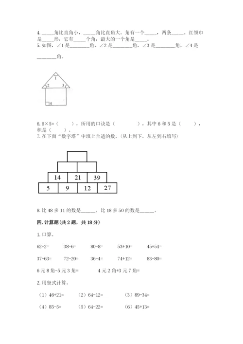 小学二年级上册数学期中测试卷【易错题】.docx