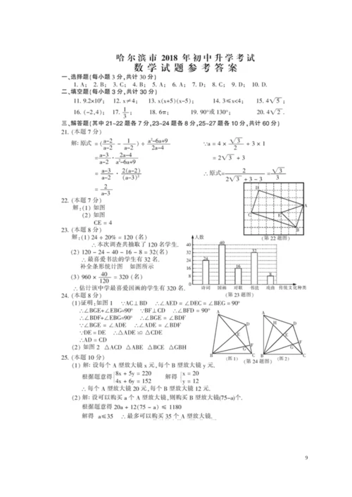 2021年黑龙江省哈尔滨市中考数学试题(Word版-含答案).docx