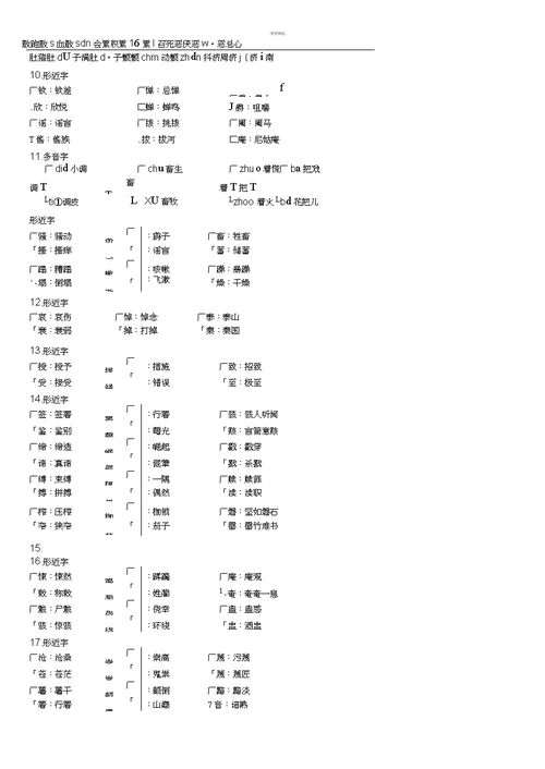 八年级语文(下册)多音字词表