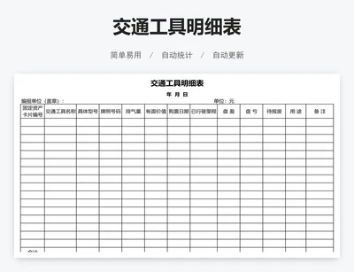 交通工具明细表