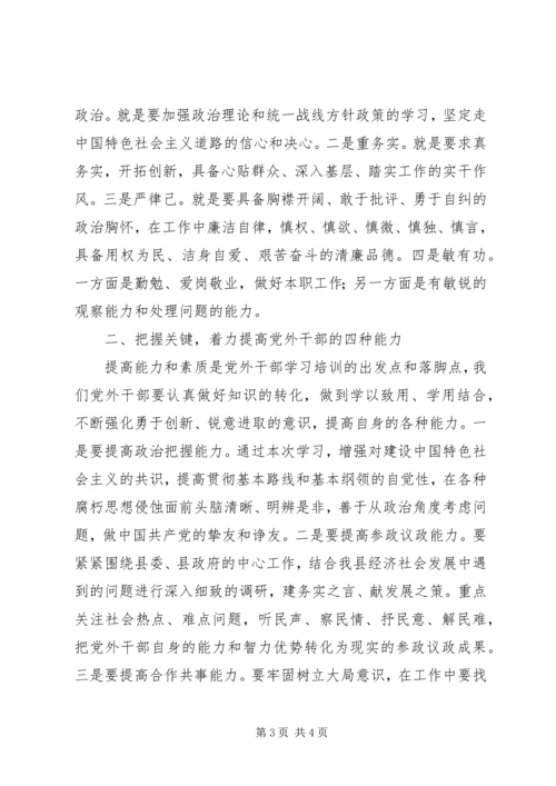 县党外干部培训班结业典礼讲话稿.docx