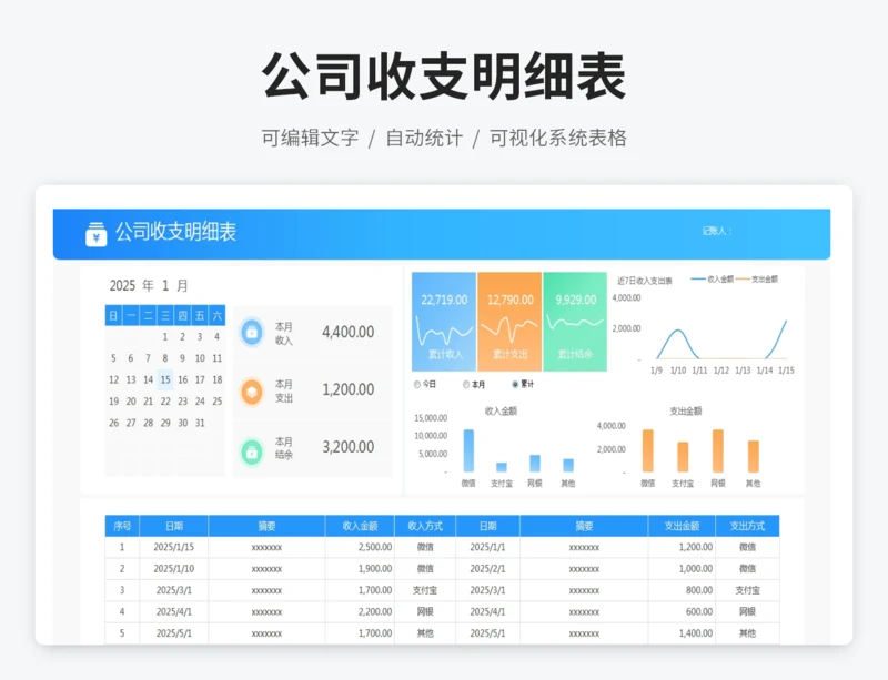 公司收支明细表