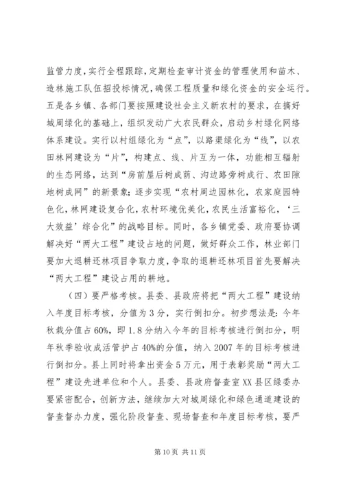 副县长在全县城周绿化和绿色通道建设工作会议上的讲话.docx