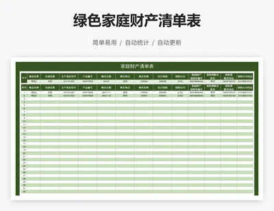 绿色家庭财产清单表