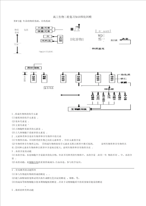 高三生物二轮复习知识细化回顾