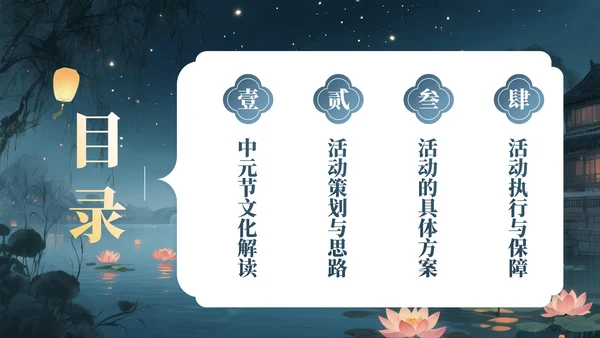 灰蓝黄色中国风中元节PPT模板