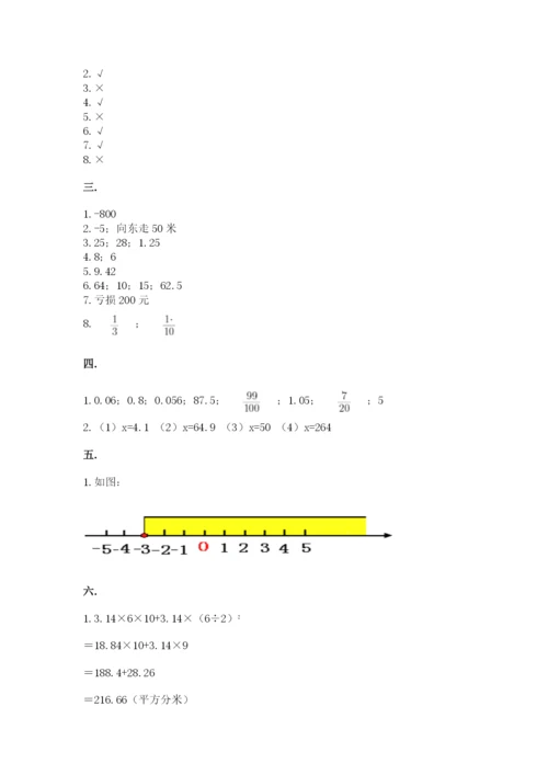 河南省平顶山市六年级下册数学期末考试试卷完美版.docx