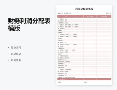 财务利润分配表模版