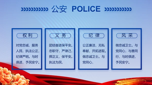 蓝色大气警察公安风采活动展示动态PPT
