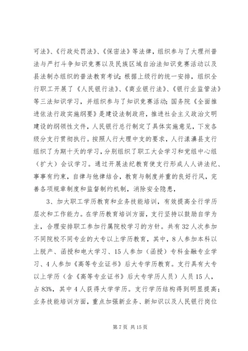 人民银行县支行精神文明工作总结.docx