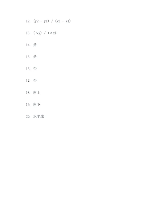 一次函数20道填空题