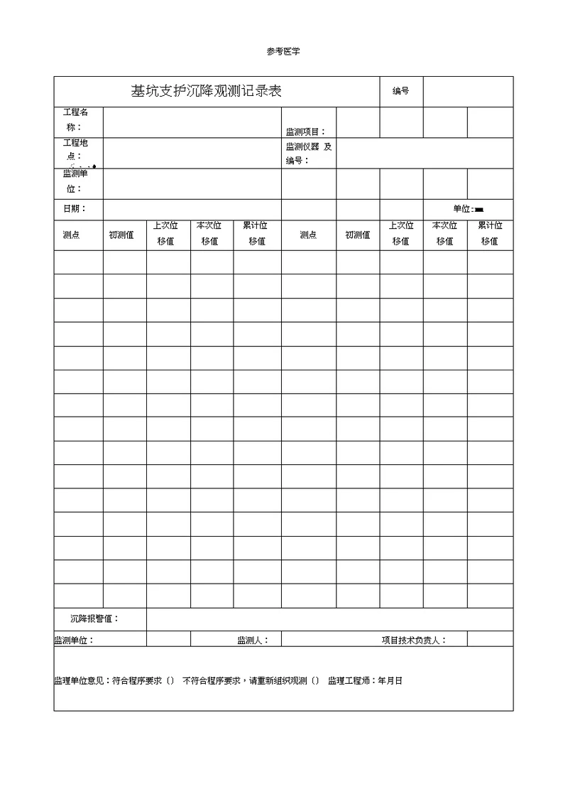 基坑监测记录表